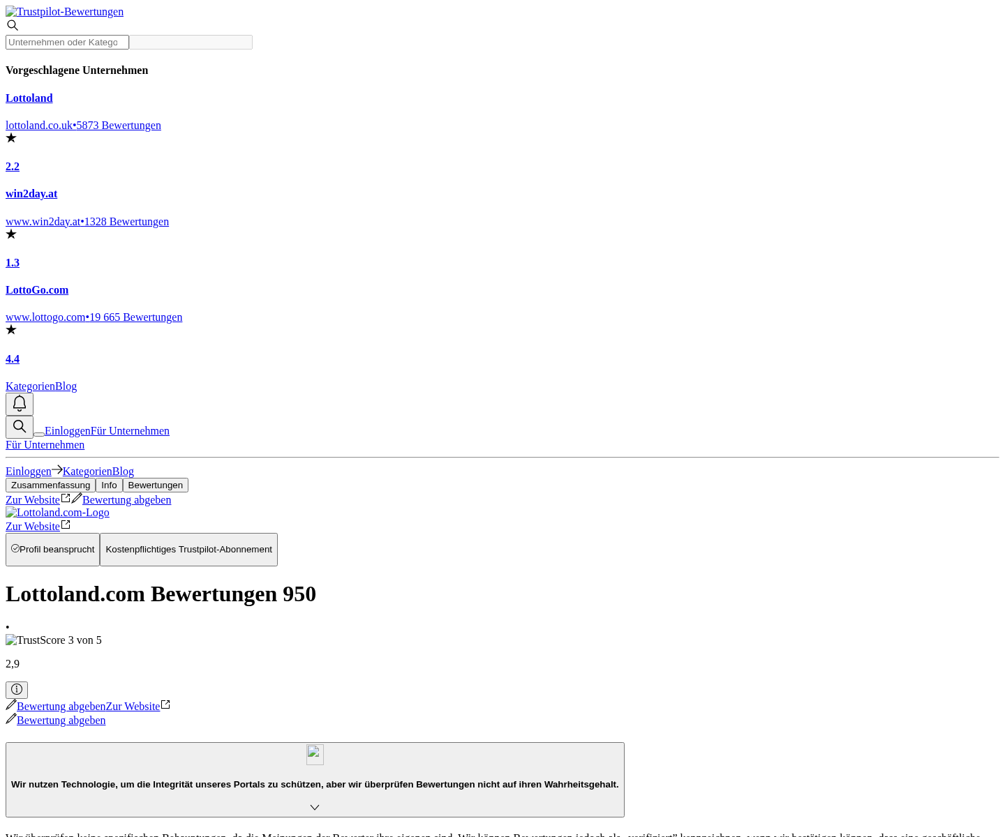 Archivierter Nutzerkontext zu lottoland.at